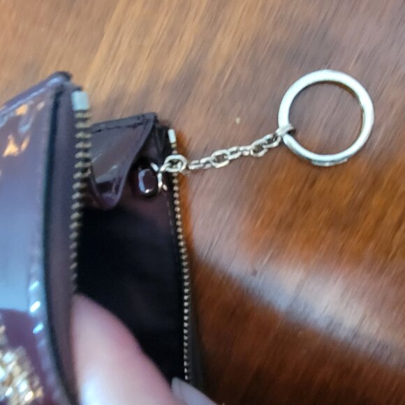 Coach Glossy Burgundy Red Patent Leather Coin Pouch Wristlet w keychain - Picture 15 of 15